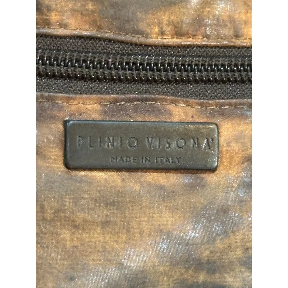 Plinio Visona Leopard‎ Print Hobo Bag Brown Tan Made in Italy Shoulder Bag 11x11